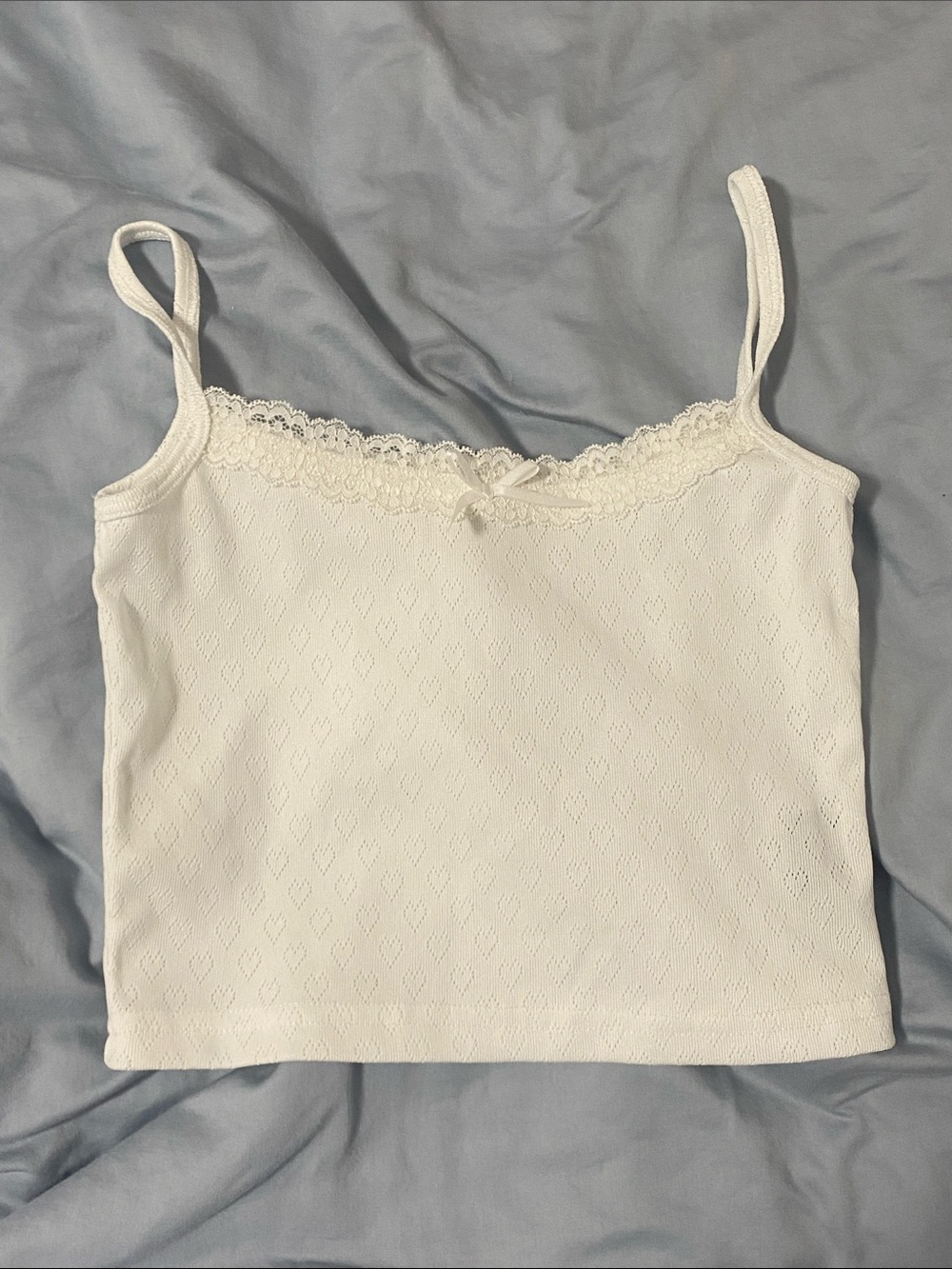 Women’s White Lace-Trim Camisole Tank Top